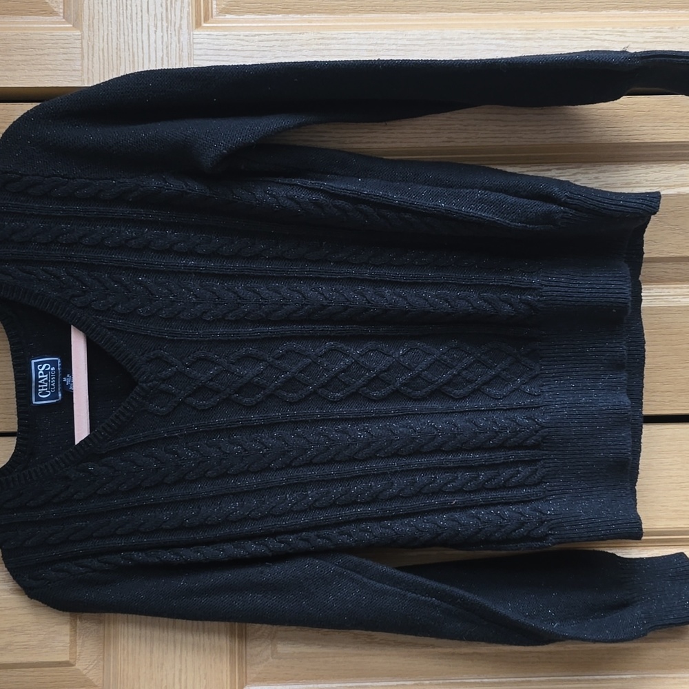 Ladies Black Sweater with Metalic thread sz M